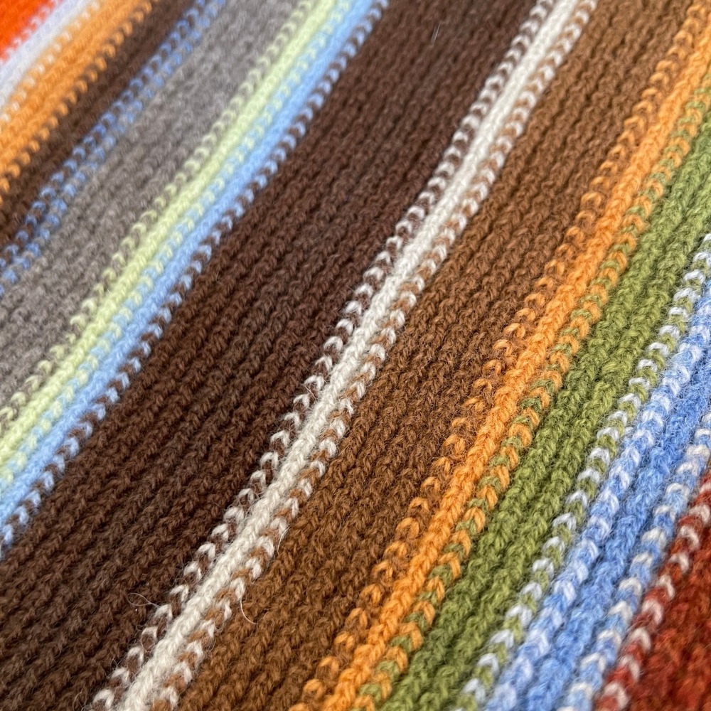 William Brunton Hand Knits Striped Fringe Lambswool Scarf Scotland Multicolored - Picture 2 of 15